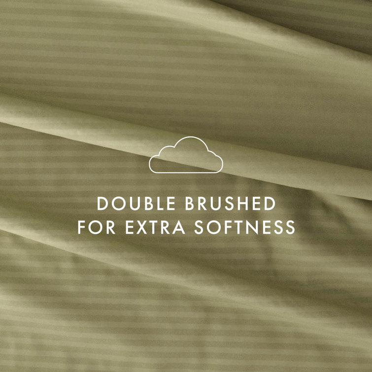 Sage Green Striped Queen Cotton Microfiber Sheet Set