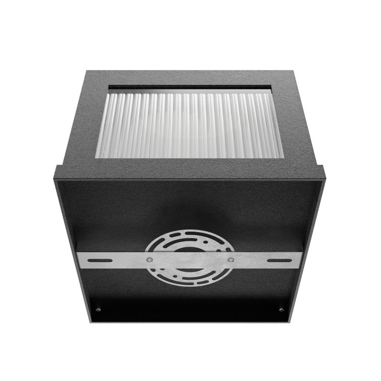Black LED Outdoor Pillar Mount Light with Ribbed Glass