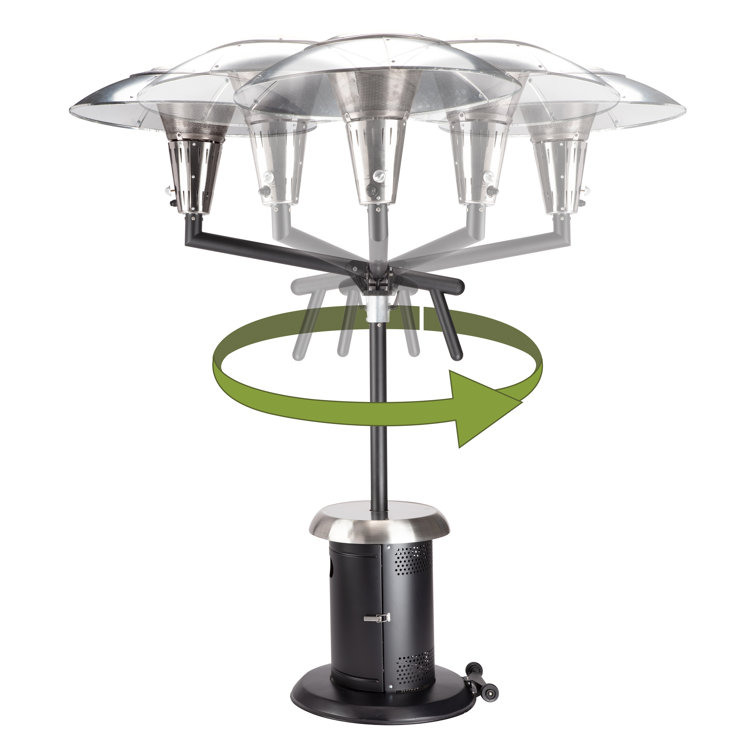 Extra Large Black and Silver Propane Patio Heater with Drink Table