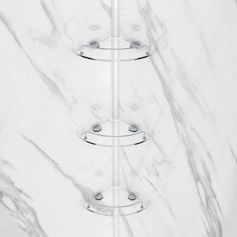 36'' W x 79'' H Chrome Neo-Angle Shower Kit with Marble Finish
