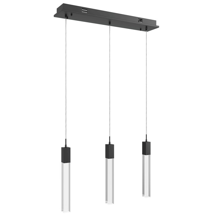 Matte Black Crystal LED Island Pendant Light