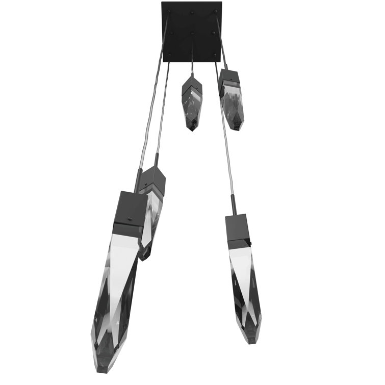 Aspen Matte Black 5-Light LED Pendant with Clear Cut Crystal Shades