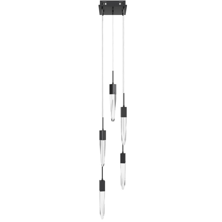 Aspen Matte Black 5-Light LED Pendant with Clear Cut Crystal Shades