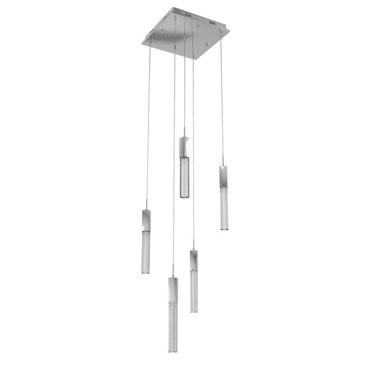 Chrome 5-Light LED Pendant with Hobnail Glass