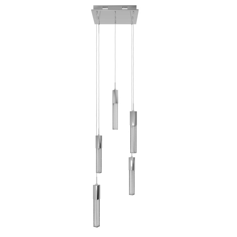 Chrome 5-Light LED Pendant with Hobnail Glass