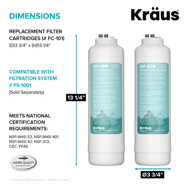 Kraus 2-Stage Under Sink Water Filter Replacement Cartridges