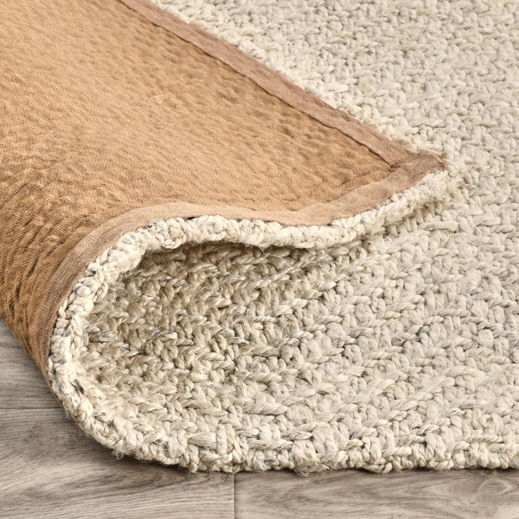 Ivory Herringbone Handwoven Wool 10' x 14' Rug