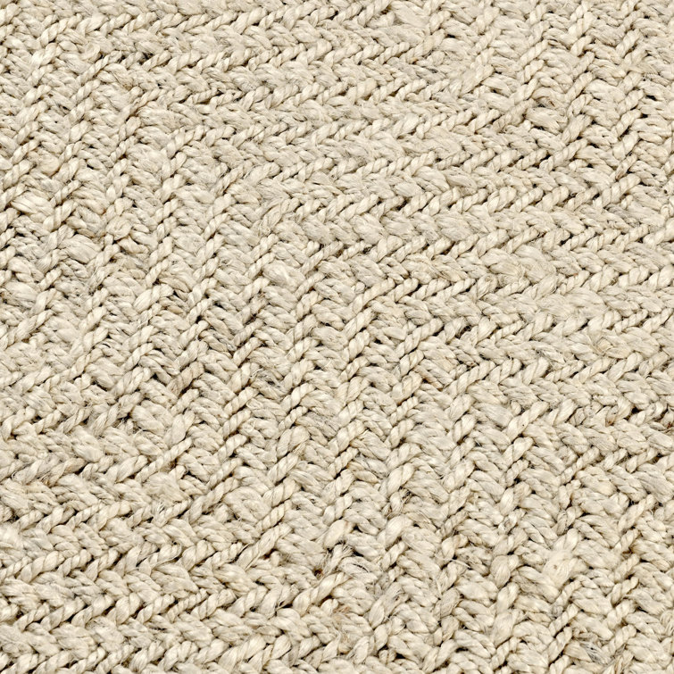 Ivory Herringbone Handwoven Wool 10' x 14' Rug