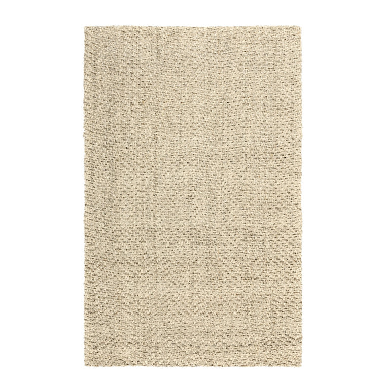 Ivory Herringbone Handwoven Wool 10' x 14' Rug