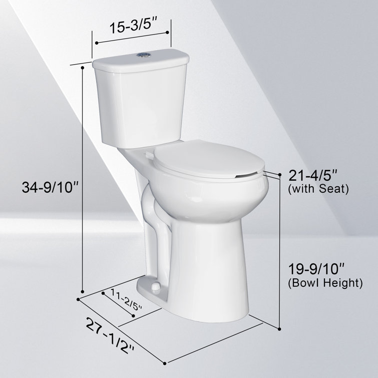 Glossy White Extra Tall 21" Dual Flush Elongated Two-Piece Toilet