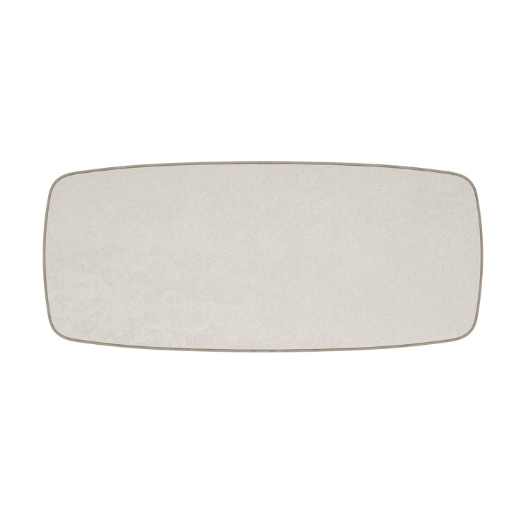 Contemporary Sand-Colored Wood and Stone Dining Table for Ten