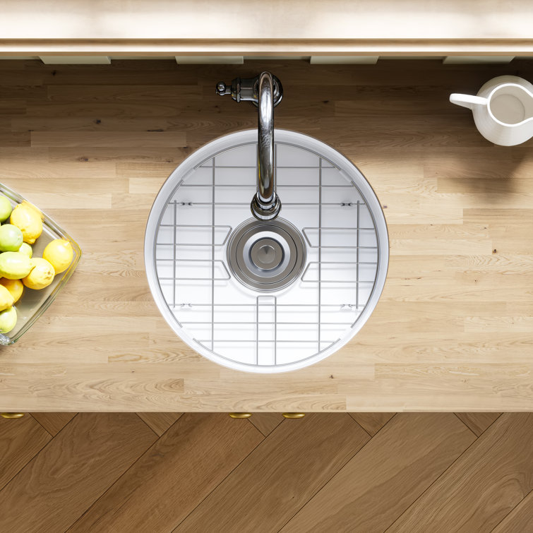 18 Inch White Fireclay Round Drop-In Farmhouse Sink