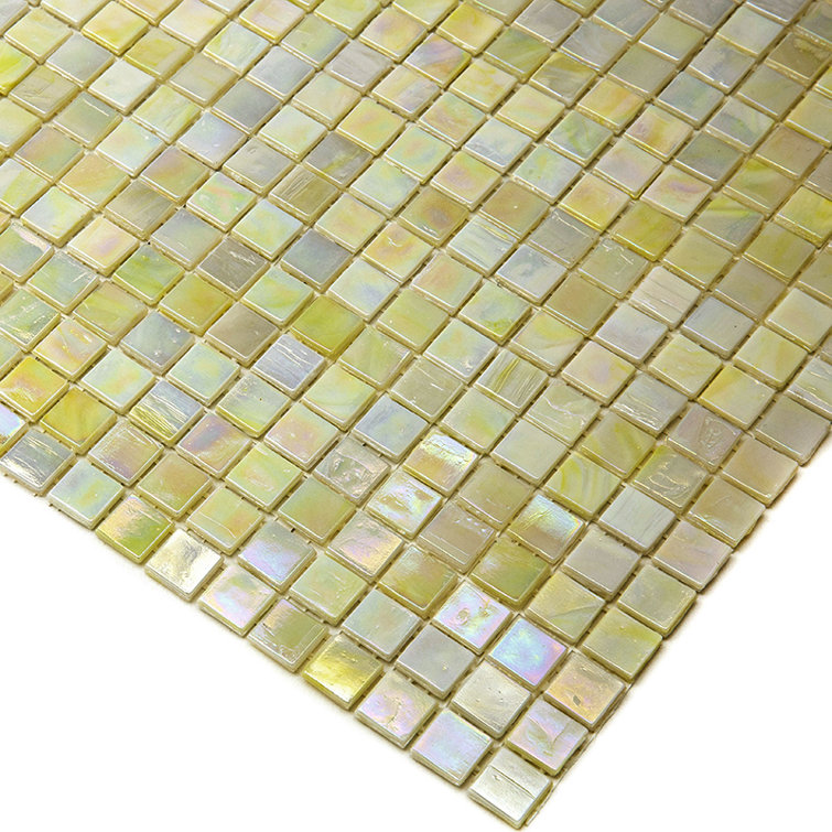 11.6" Glossy Iridescent Yellow and Gold Glass Mosaic Tile
