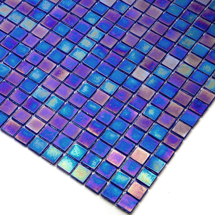 Skosh 11.6" x 11.6" Glossy Cobalt Blue Glass Mosaic Tile