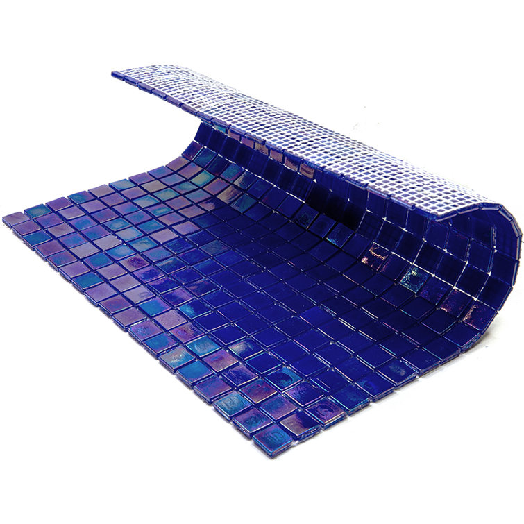Skosh 11.6" x 11.6" Glossy Cobalt Blue Glass Mosaic Tile