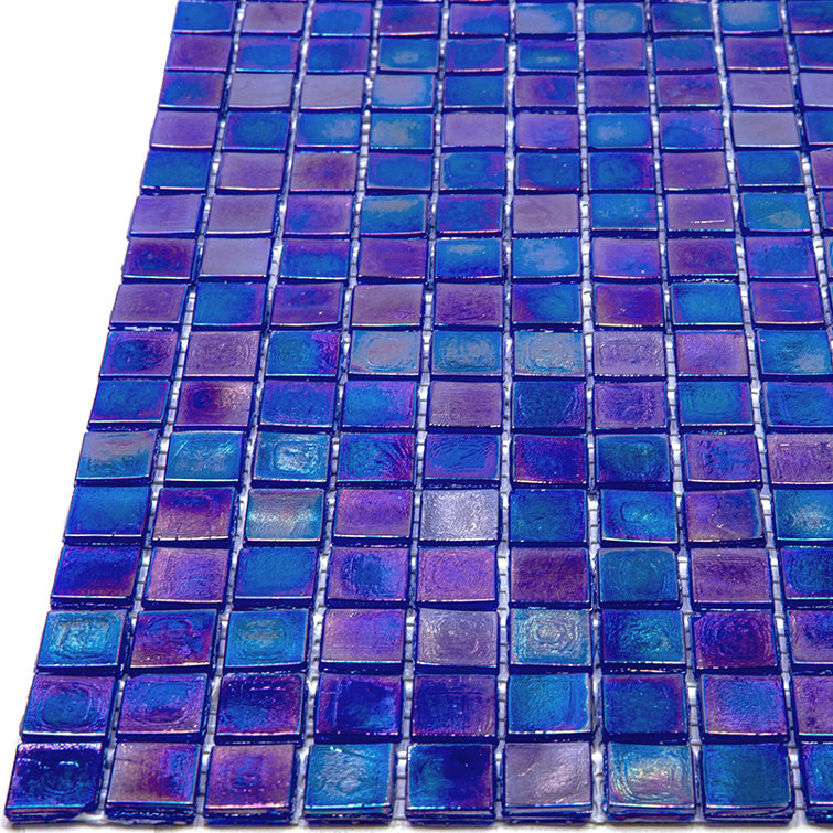 Skosh 11.6" x 11.6" Glossy Cobalt Blue Glass Mosaic Tile