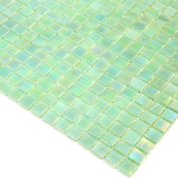 Ultramarine Green Iridescent Glass Mosaic Wall and Floor Tile