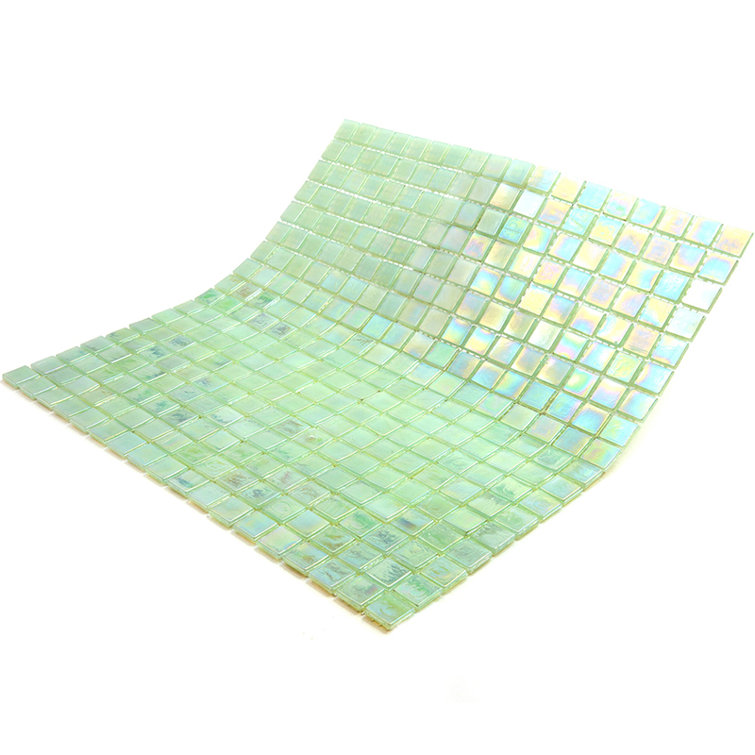 Ultramarine Green Iridescent Glass Mosaic Wall and Floor Tile