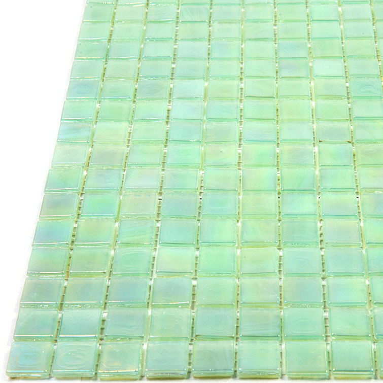 Ultramarine Green Iridescent Glass Mosaic Wall and Floor Tile