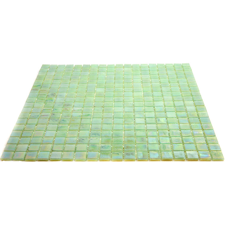 Ultramarine Green Iridescent Glass Mosaic Wall and Floor Tile