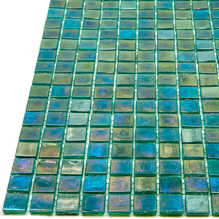 Green-Blue Glossy Glass Mosaic Wall and Floor Tile