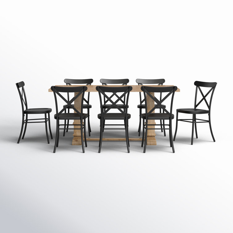 Joanna 9-Piece Matte Black and Rustic Brown Dining Set