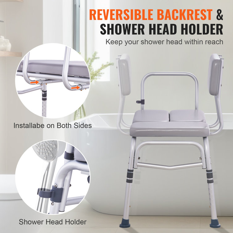 Gray PVC Adjustable Bathtub Transfer Bench with Padded Seat