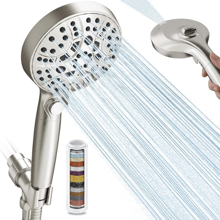 Brushed Nickel Handheld Shower Head with Adjustable Bracket