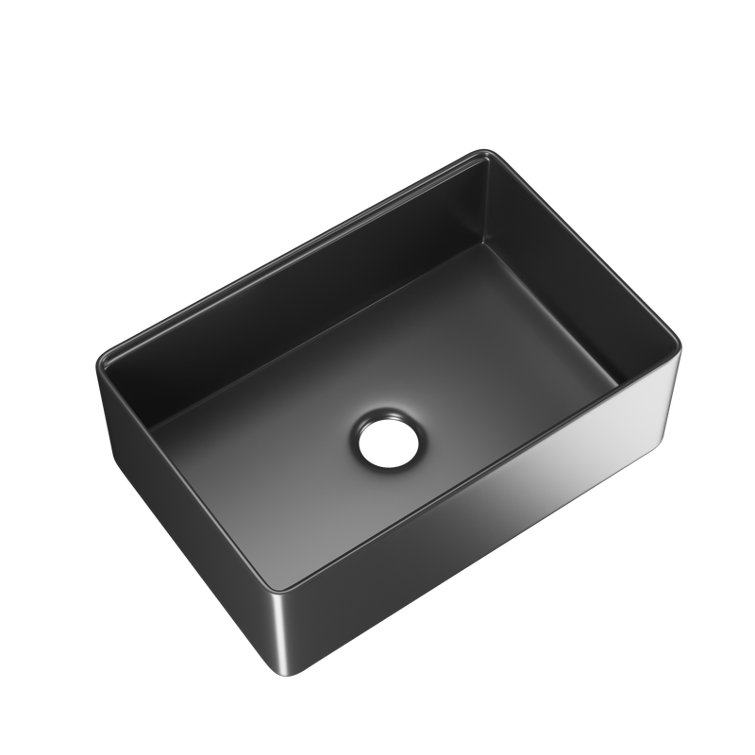 Matte Black Fireclay Single Bowl Farmhouse Kitchen Sink with Accessories