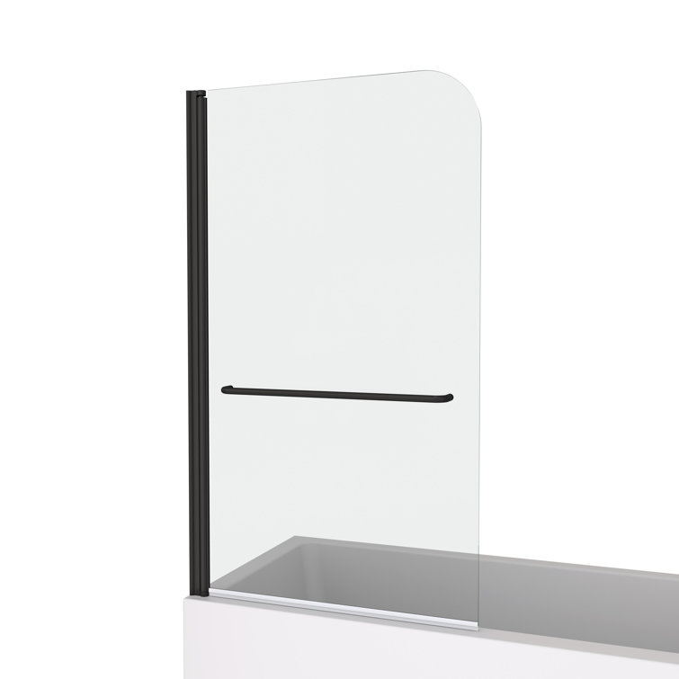 34"W x 58"H Matte Black Frameless Pivot Tub Door with Clear Glass