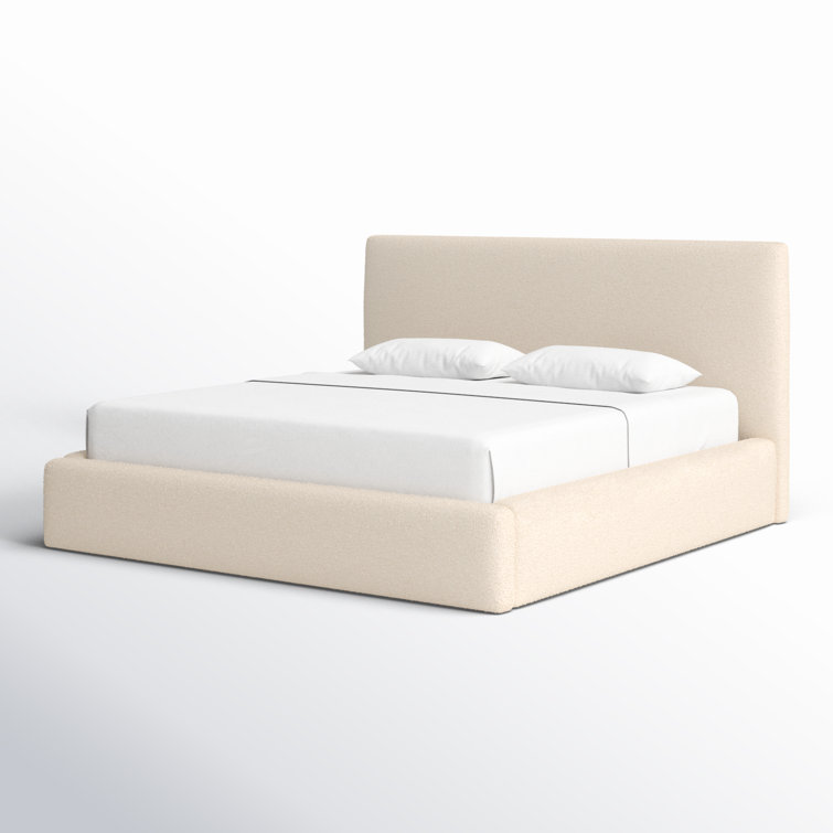 Lisbon Cream King Upholstered Bed with Slats and Headboard