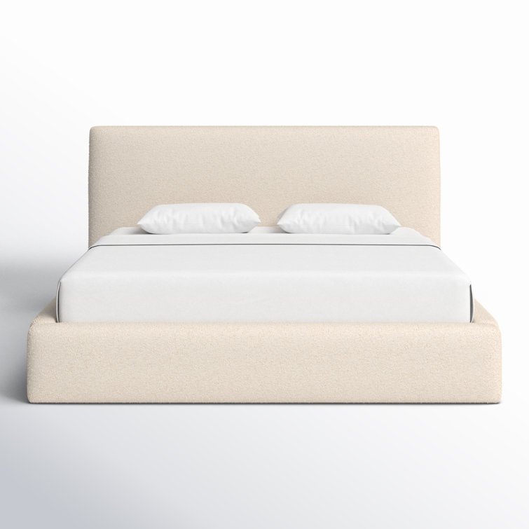 Lisbon Cream King Upholstered Bed with Slats and Headboard