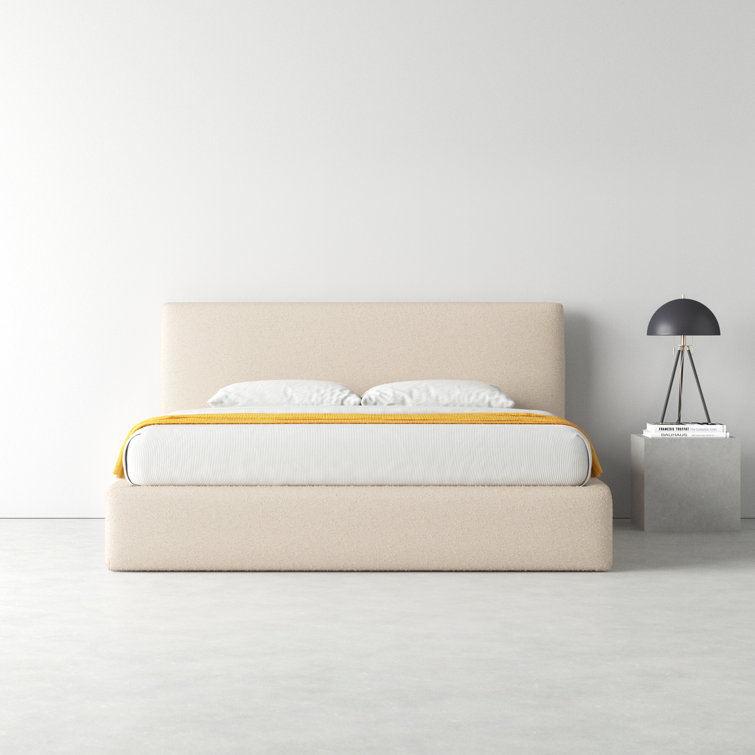 Lisbon Cream King Upholstered Bed with Slats and Headboard