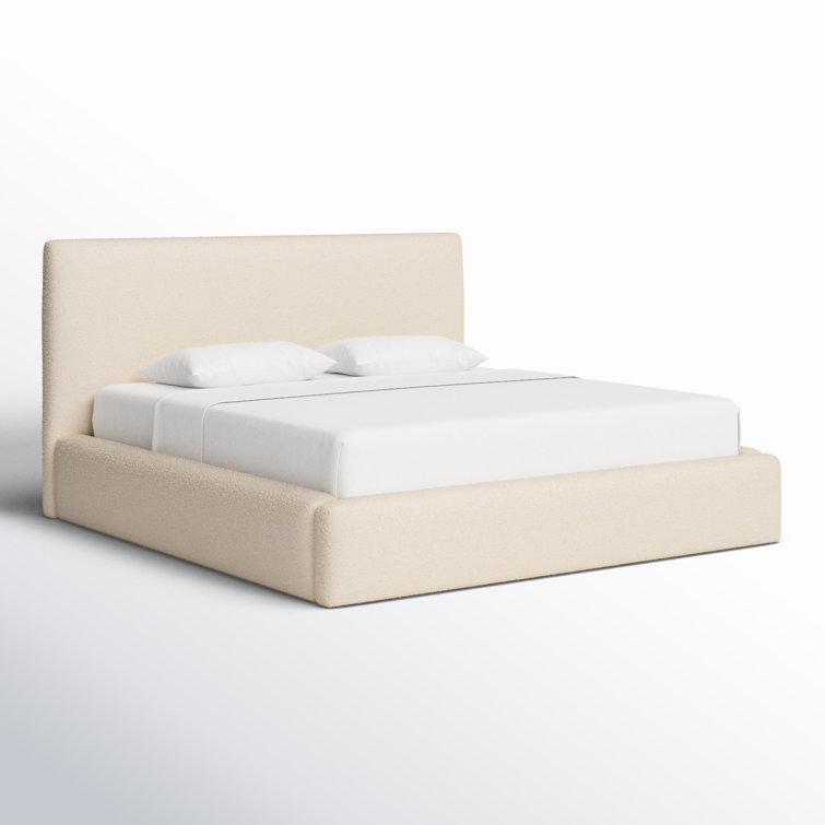 Lisbon Cream King Upholstered Bed with Slats and Headboard