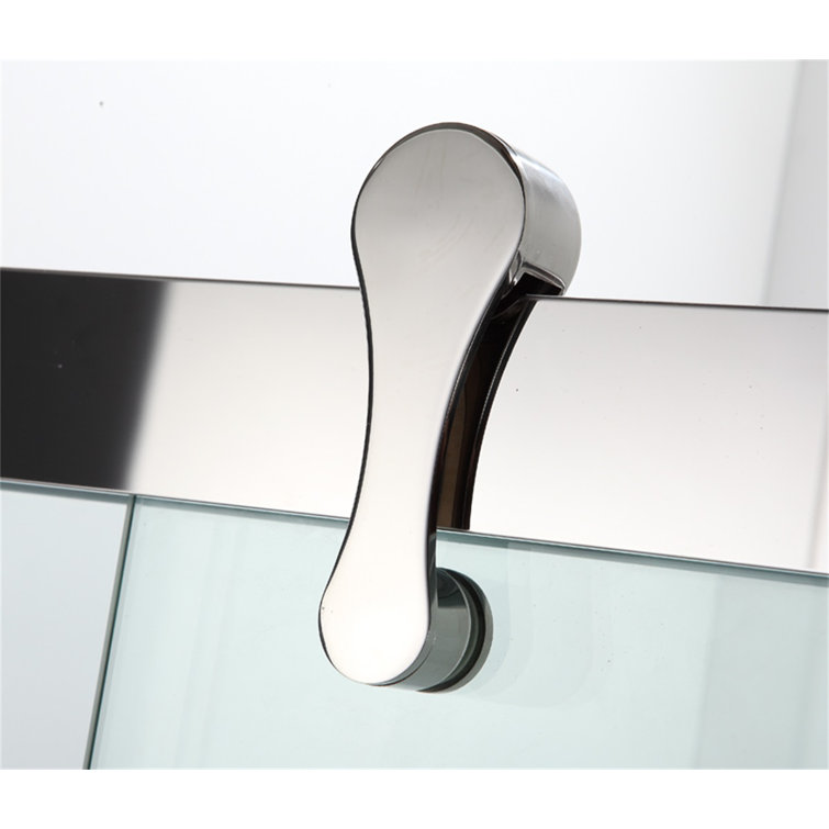 60" Chrome Frameless Double Sliding Shower Door with Clear Glass