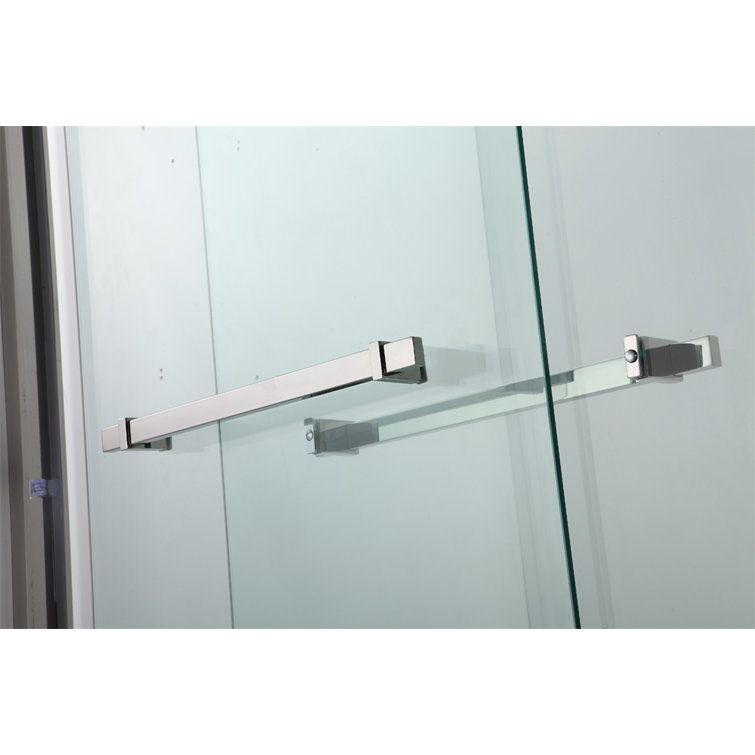 60" Chrome Frameless Double Sliding Shower Door with Clear Glass