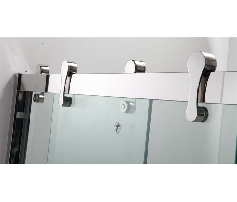 60" Chrome Frameless Double Sliding Shower Door with Clear Glass