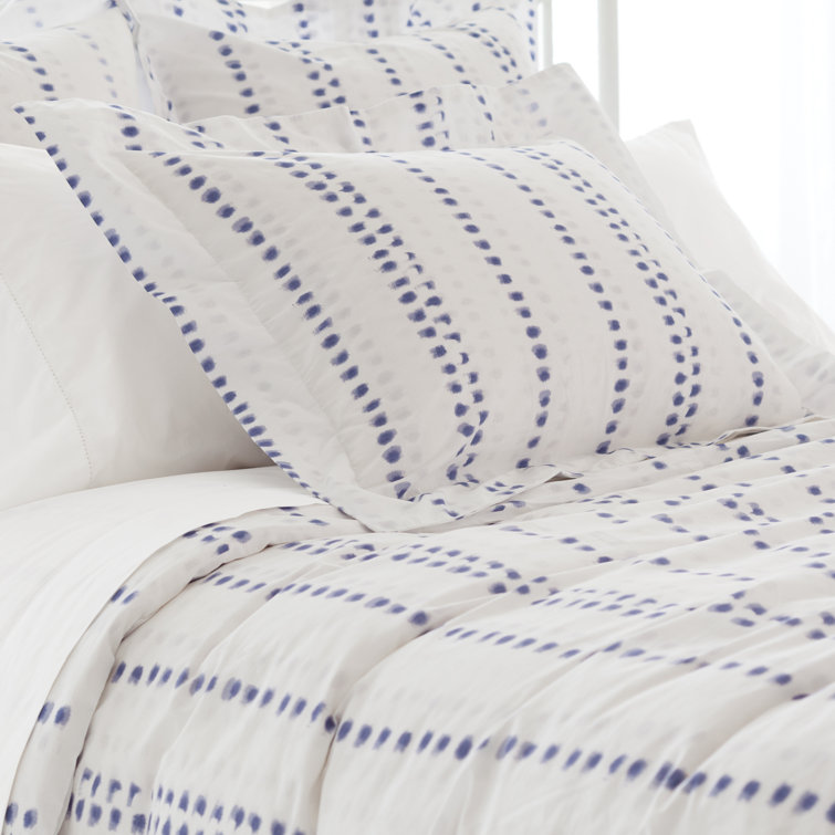 Blue and White Cotton Polka Dot Standard Sham