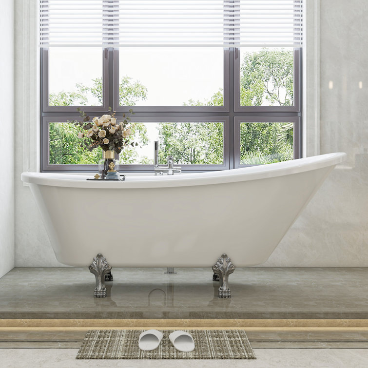 68.9" White Acrylic Clawfoot Freestanding Bathtub