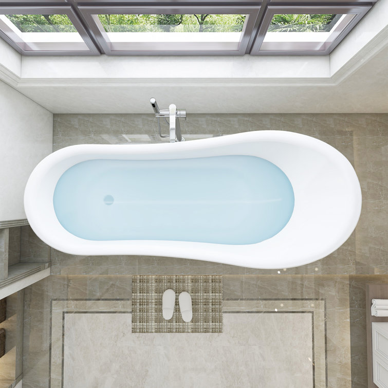 68.9" White Acrylic Clawfoot Freestanding Bathtub