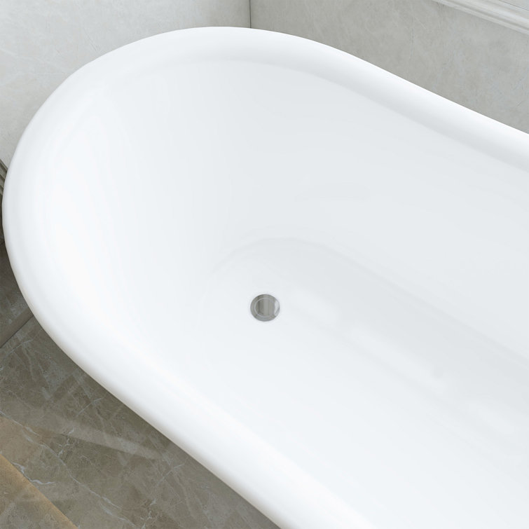 68.9" White Acrylic Clawfoot Freestanding Bathtub