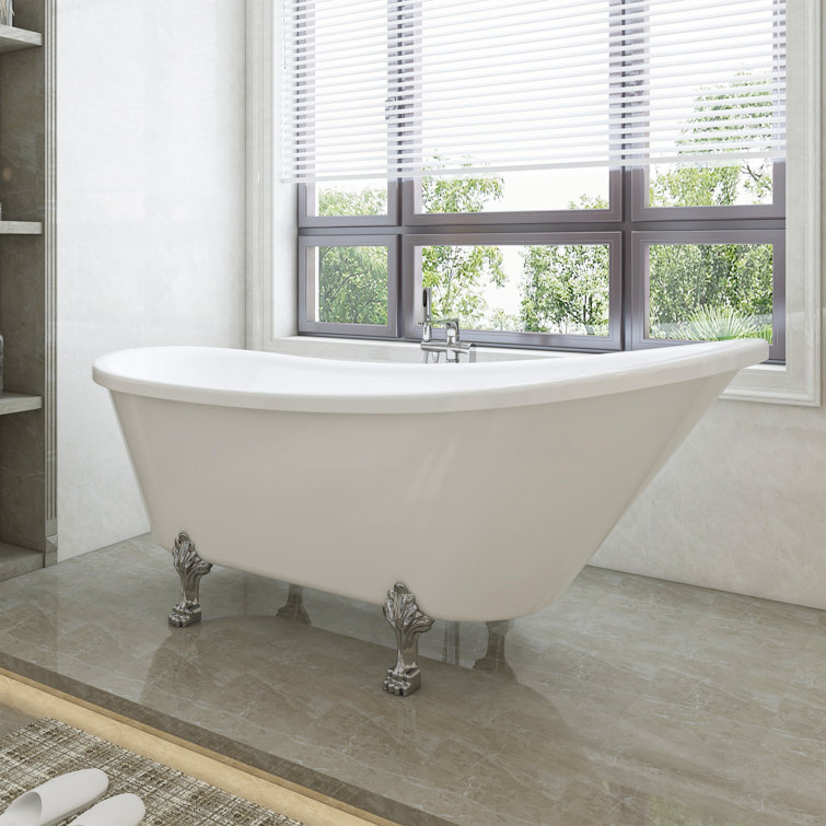 68.9" White Acrylic Clawfoot Freestanding Bathtub