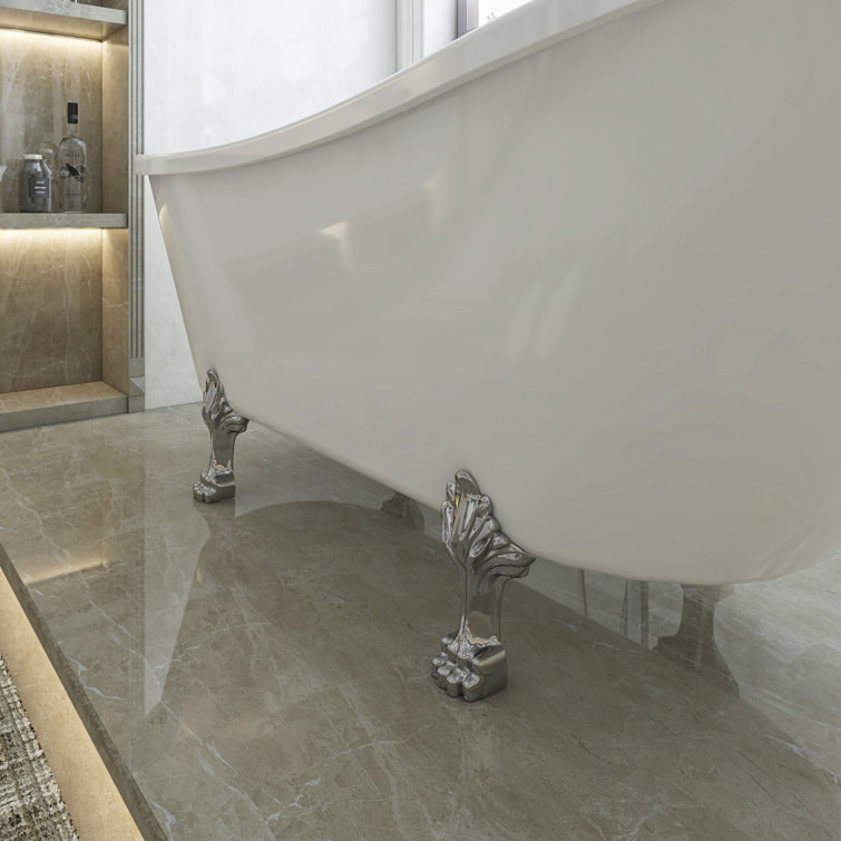 68.9" White Acrylic Clawfoot Freestanding Bathtub