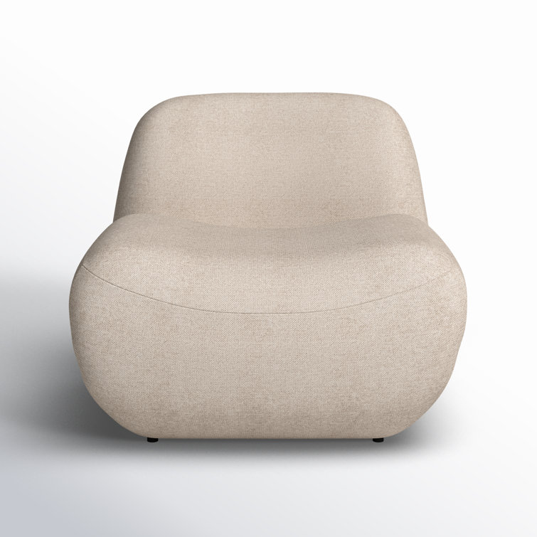 Cream Polyester Upholstered Lounge Accent Chair with Solid Wood Frame
