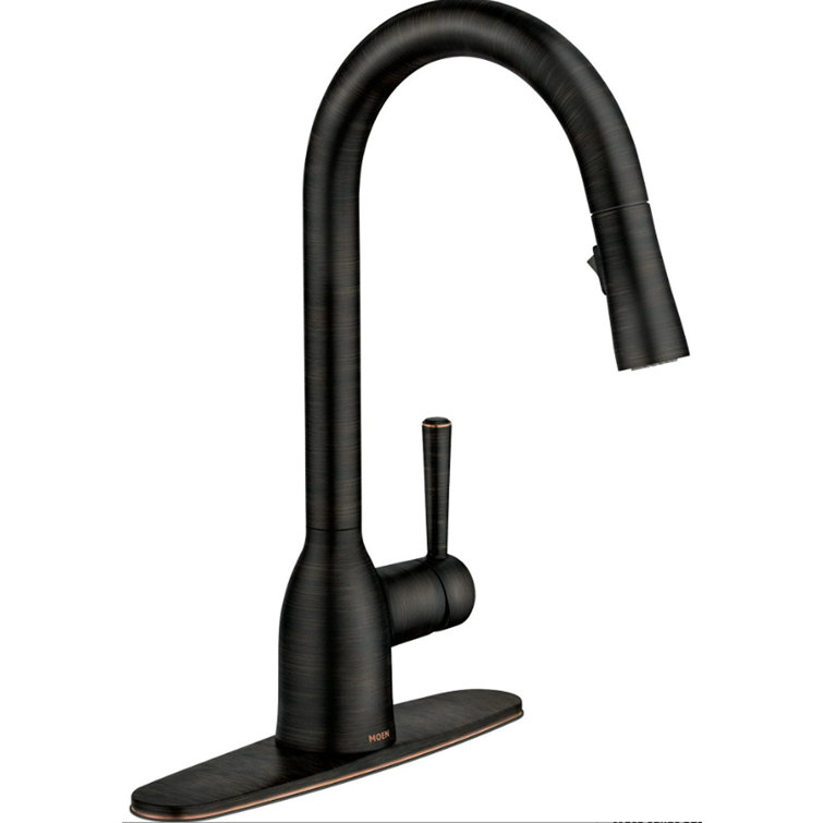 Bronze Transitional Kitchen Faucet with Pull-Out Spray
