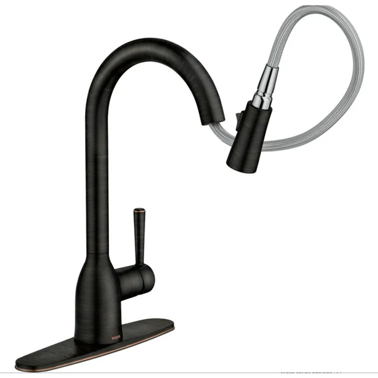 Bronze Transitional Kitchen Faucet with Pull-Out Spray