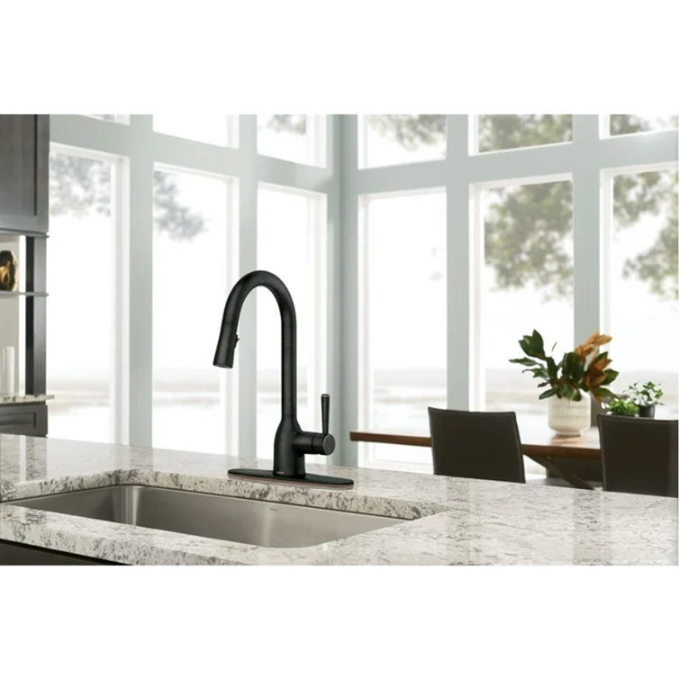 Bronze Transitional Kitchen Faucet with Pull-Out Spray