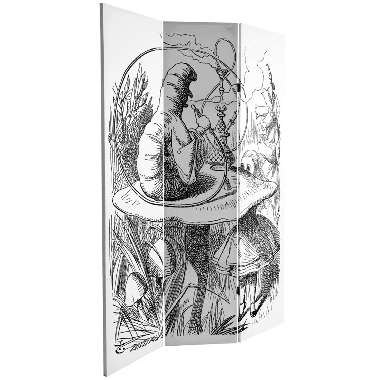 72" x 48" Double Sided Alice in Wonderland 3 Panel Room Divider