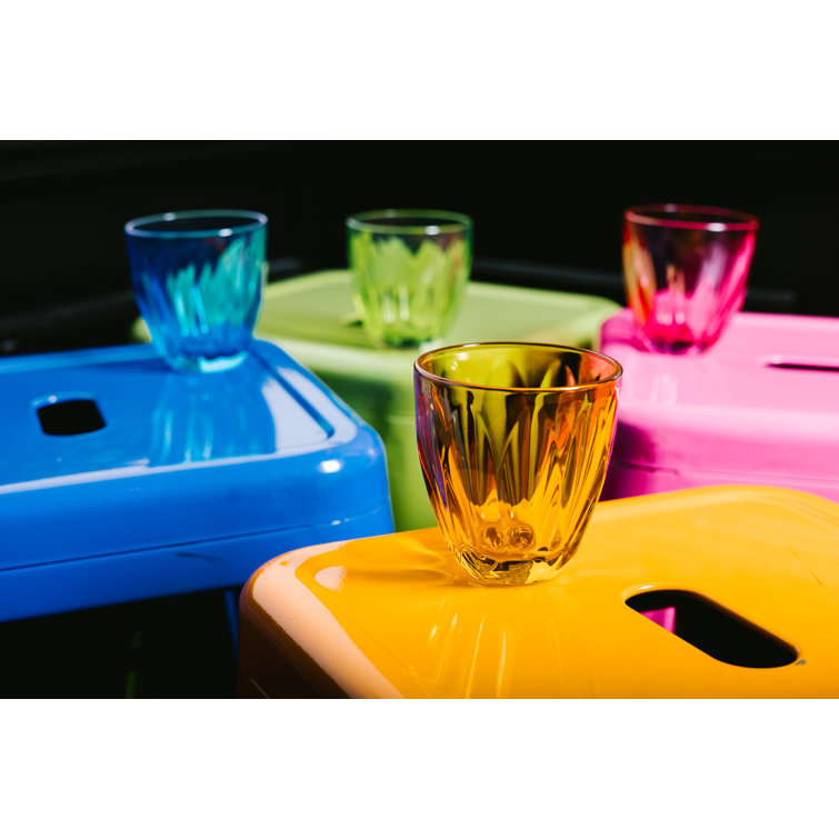Colorful 9oz Ribbed Stemless Glassware Set of 4