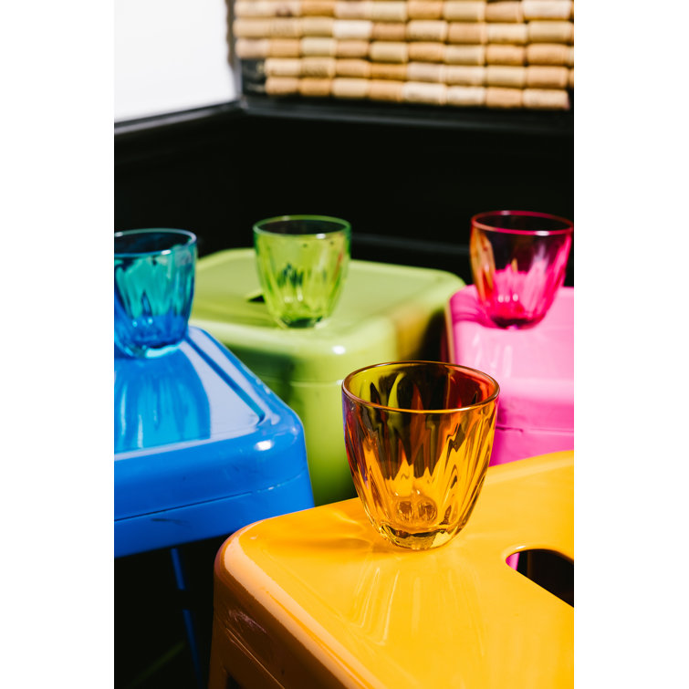 Colorful 9oz Ribbed Stemless Glassware Set of 4